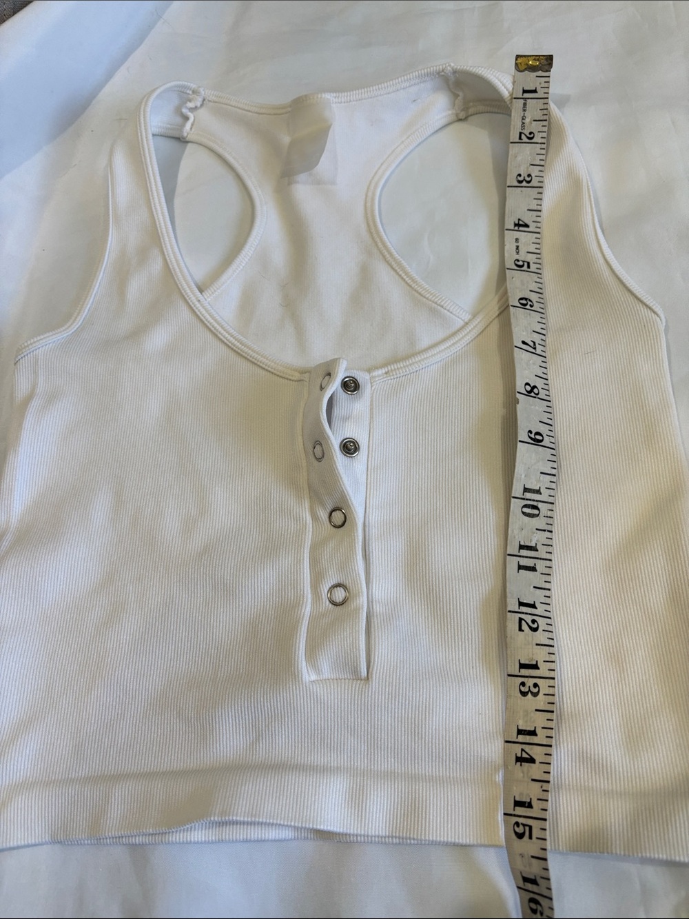 Dynamite White Ribbed Snap-Front Tank - Picture 7 of 8